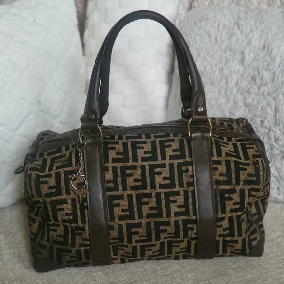 FENDI Zucca Zucchino Vintage Boston 30 Canvas Bag  FF Monogram Logo..w/COA.. - Picture 1 of 10